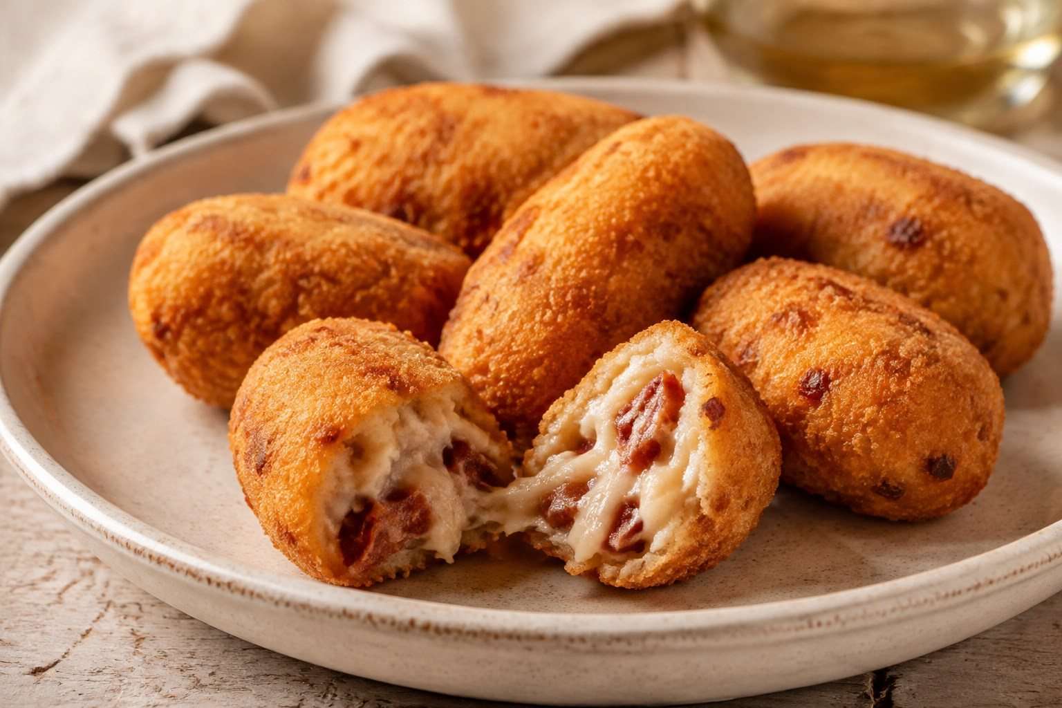 Escena editorial principal sobre croquetas de jamón ibérico